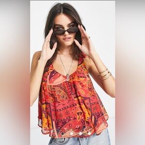 TANK TOP - Women's Free People Strawberry Racerback Tank In Meadow Combo. Size S